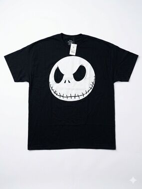 Disney Black Short-Sleeve Tee with White Jack Skellington Face XXL